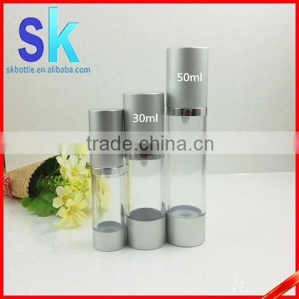 30ml 50ml cosmetic black airless bottle with pump cap for lotion