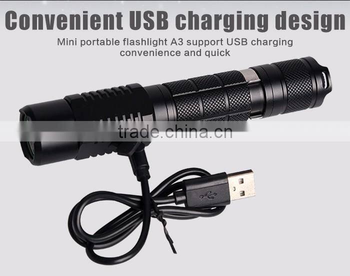 USB portable high power LED flashlight led light flashlight torch aluminum flashlight 18650 battery xm-l t6 mini torch