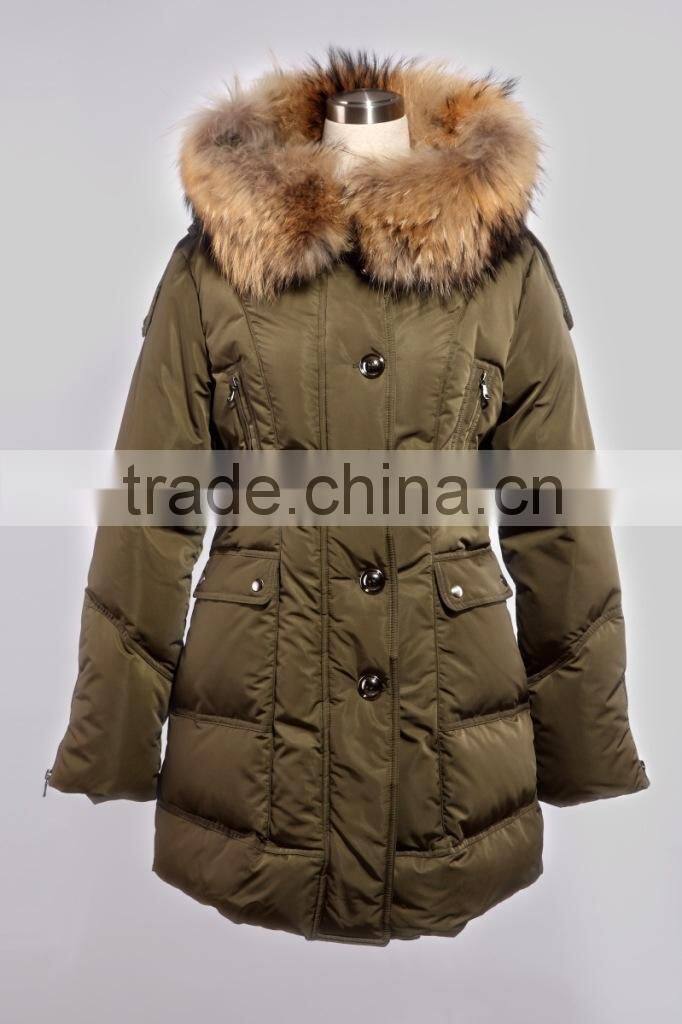 2016 ladies down coat jackets luxury down coat women big pocket jackets parka