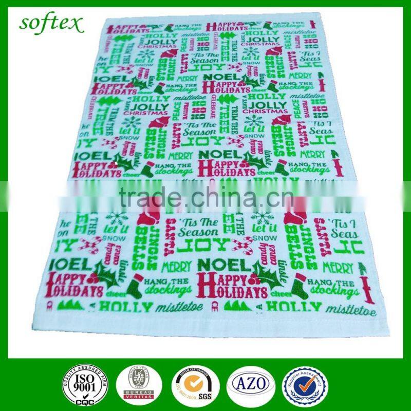 china supply 16S 100 cotton velour pigment printing kitchen towel christmas