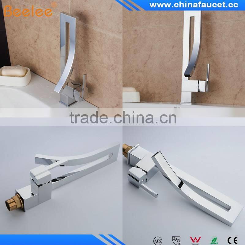 Beelee QH0722C Chrome Finish Single Handle Single Hole Bathroom Waterfall Basin Mixer Vessel Faucet Tap