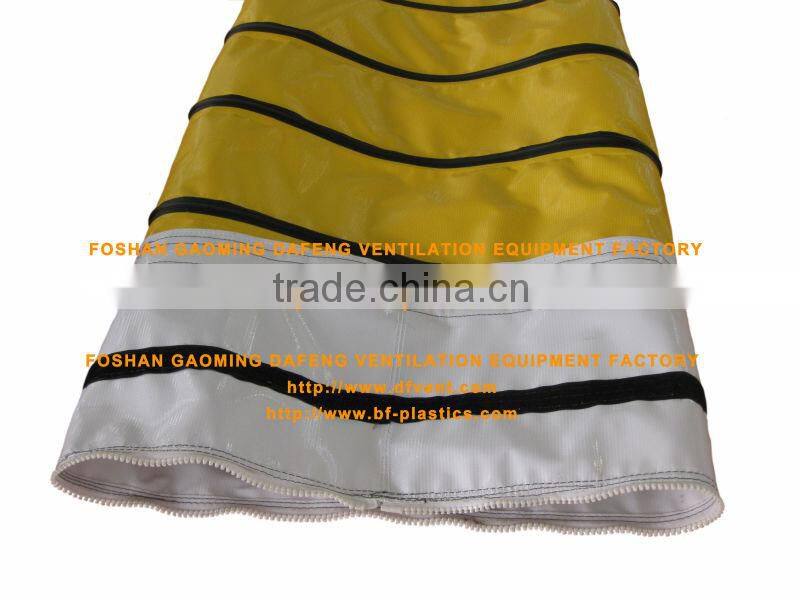yellow thickening layflat airport insulated duct with zipper and velcro ends