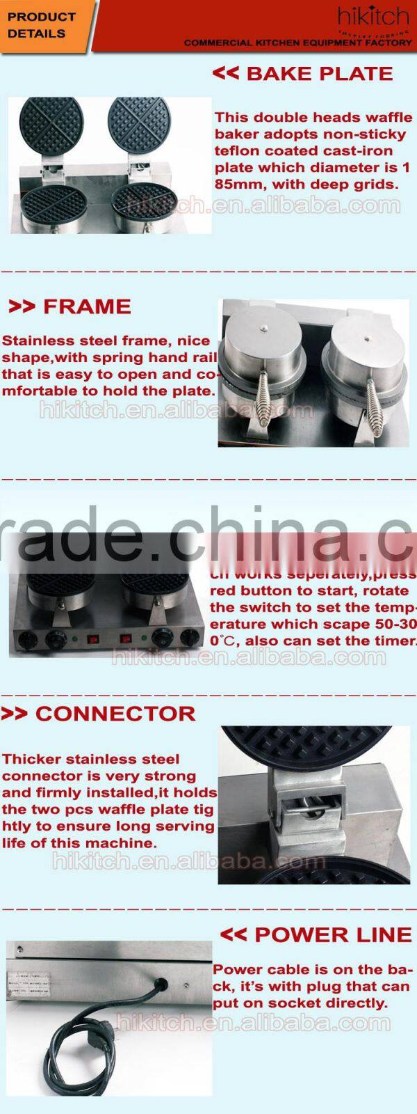 Stainless steel double head industrial waffle maker electric waffle baker