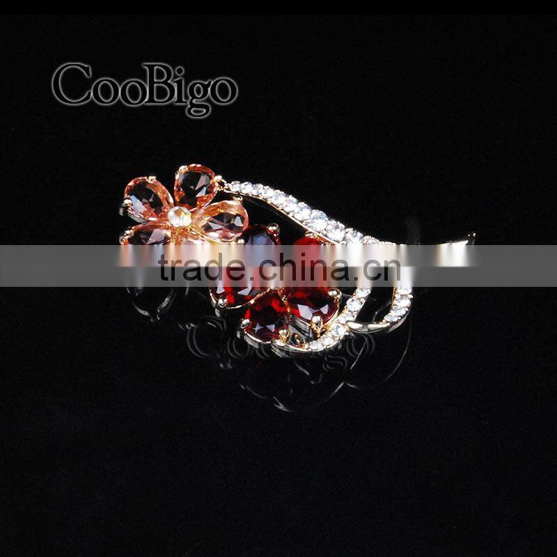 Fashion Jewelry Colorful Crystal Flower Pin Brooch Women Lady Dresses Hijab Scarf Party Promotion Gift Appreal Accessories