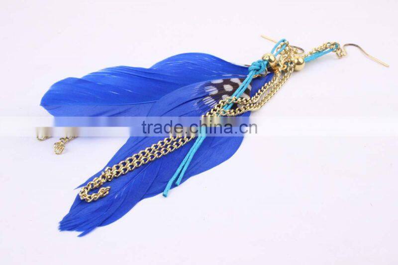 wholesale long feather earring, newest design long feather earrings for girl