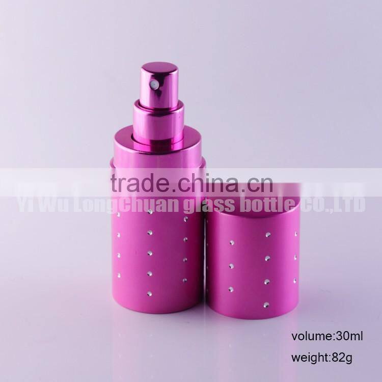 30ml Frosted Colorful Aluminum Atomizer Refillable Perfume Glass Bottles