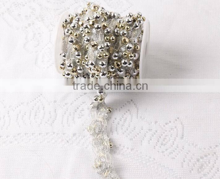 Special beads thread lace trim chain,new arrival thread beaded lace trim