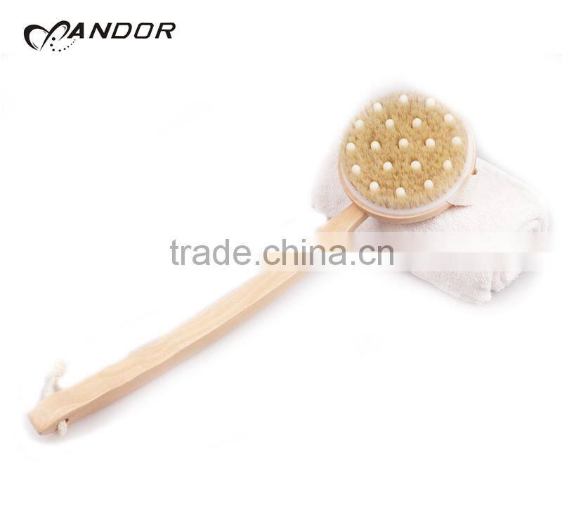 Wash back nylon bristle shower brush with massage