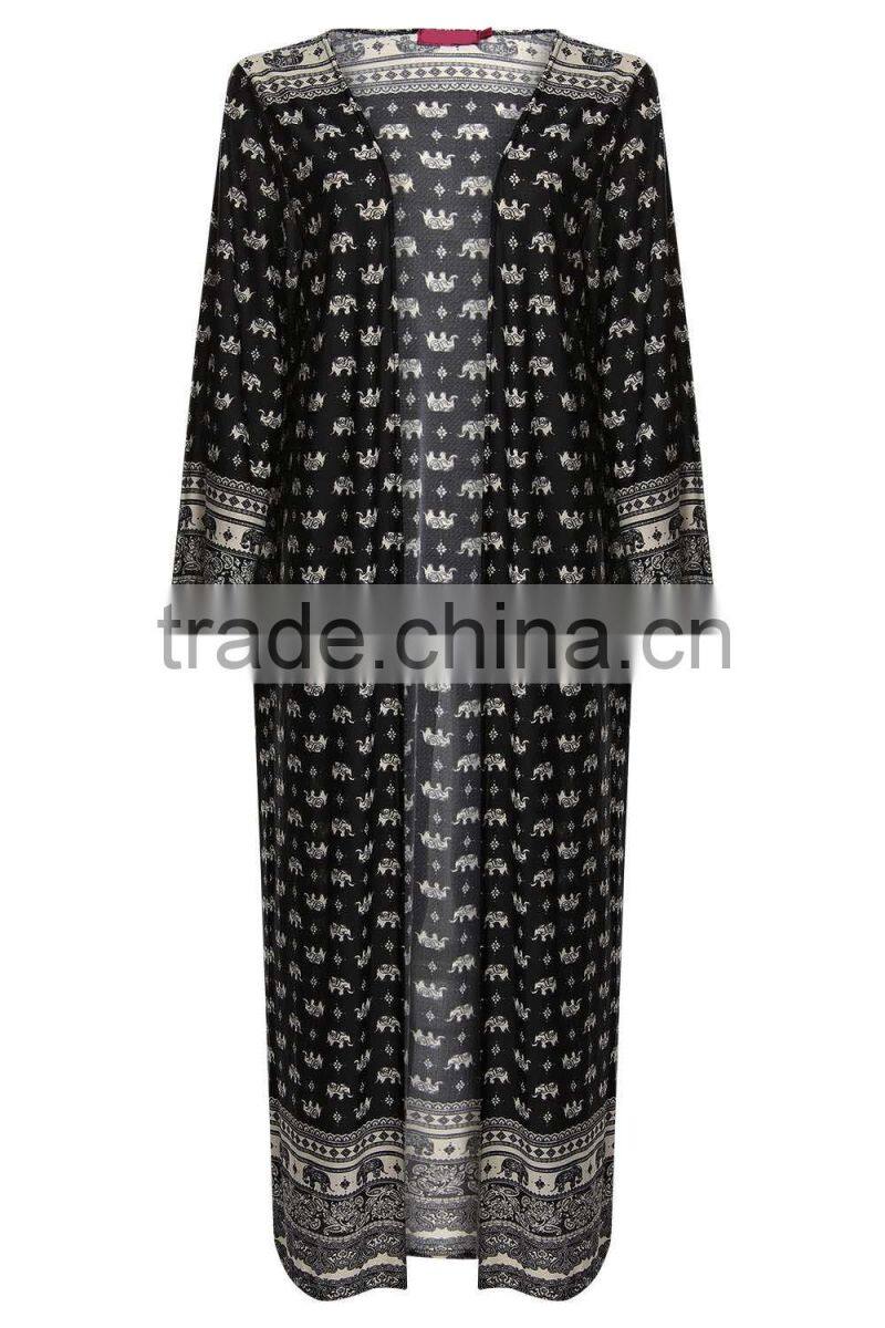 Elephant Print Maxi Kimono For OEM Service
