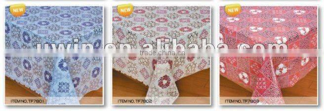 anti slip waterproof table cover,PVC color brown lace table cloth