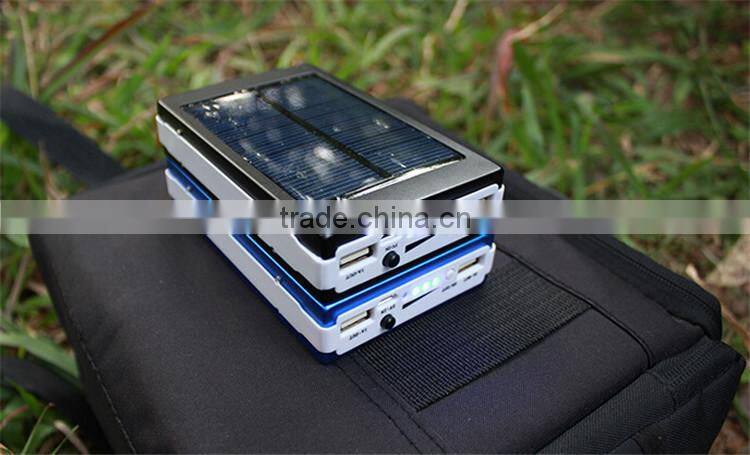 High quality Universal solar power 6000mah usb power bank with led light