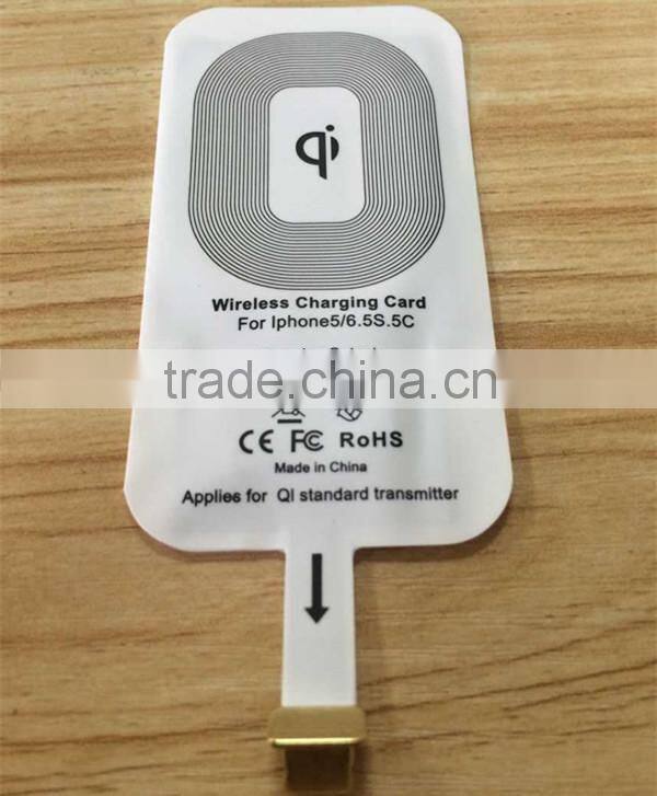 CE,RoHS,FCC Approved qi wireless phone charger receiver card for iphone,Samsung and Android micro usb port phones