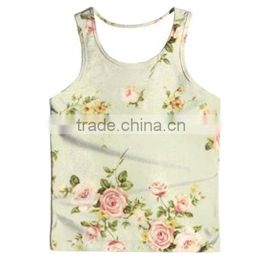 wholesale 100% polyester full printed mens gym singlets workout tank tops , custom made mens gym clothing , mens gym wear