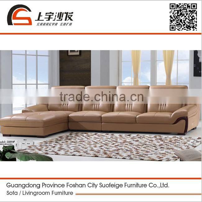 Suofeige American luxury living style leather corner sofa 5889