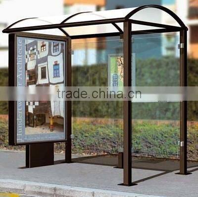 Modern Style Metal Outdoor Bus Stop Shelter in Good Design with Light Box for Advertising
