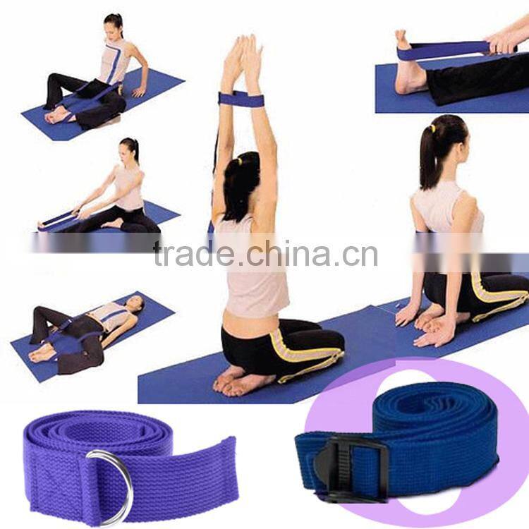 Cotton Yoga Accessories Pilates Stretch Strap with D-Ring