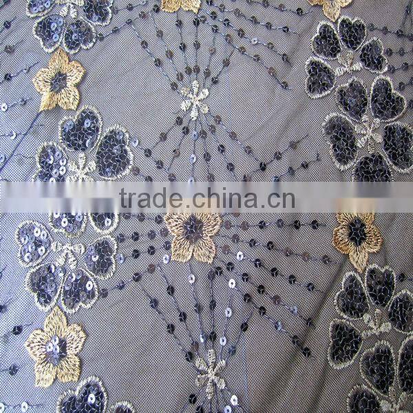 2017 New arrival Special Embroidery design beaded sequin metallic thread mixed Chemical embroider Frabric for Brand Garment