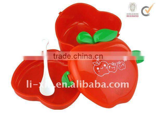 plastic cartoons lunch box (doule layer) new item (apple shaped)