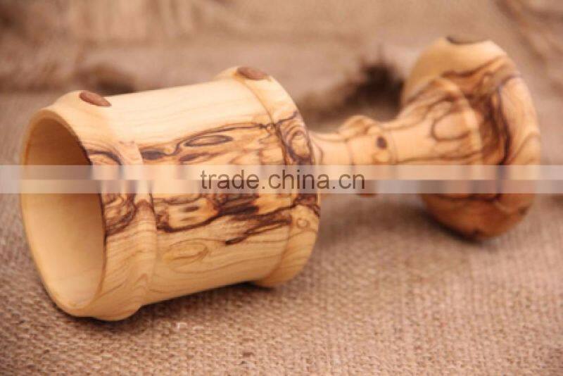 Olive Wood Carved Goblet Wineglass Hand Made