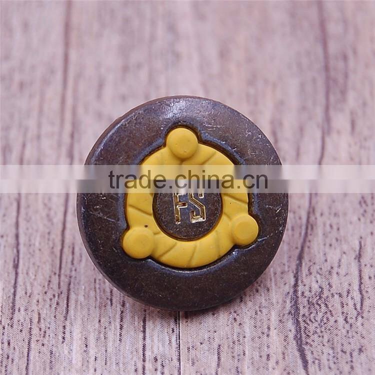 Unique fashion black gray round shirt cardigans shoe metal buttons