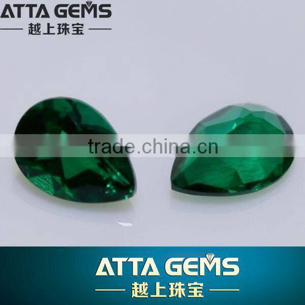 Lab created emeralds with excellent pear cut