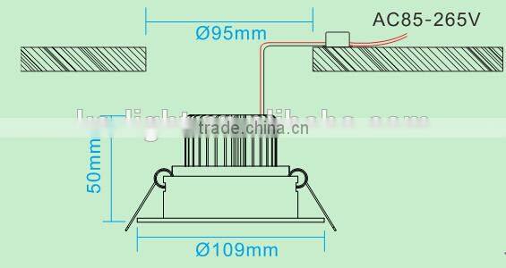 guangdong factory CE led down light 7W, hotel led panel down lamp