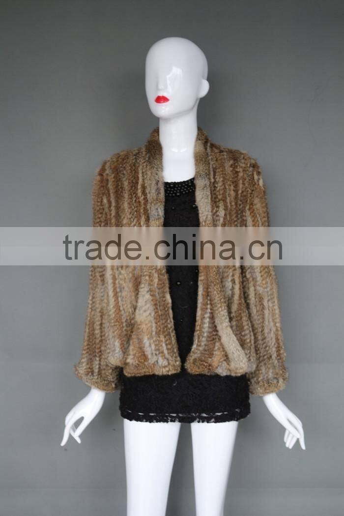 women's fashion oversize knitted rabbit fur short coat ladies winter fur coat