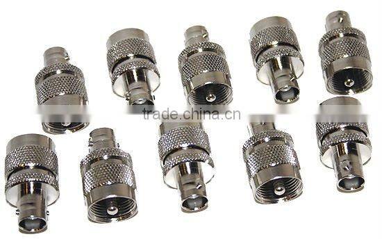 Wholesale BNC Female to UHF PL-259 Male Ham or Amateur Radio Adapter Nickel-Plated