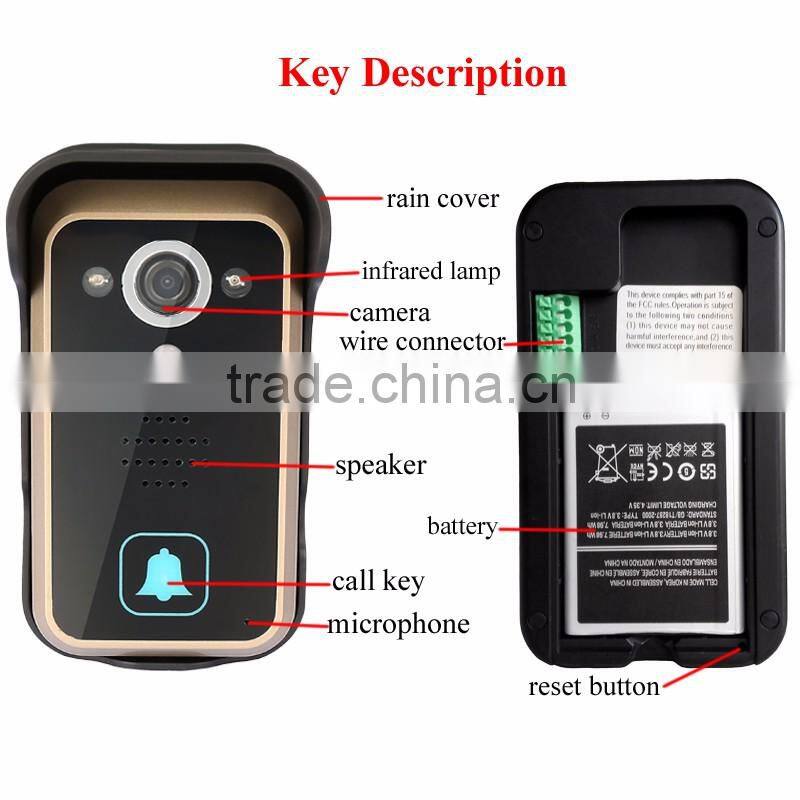 7 Inch Color 2.4GHz Wireless Video Door Phone Along with Door Lock Release