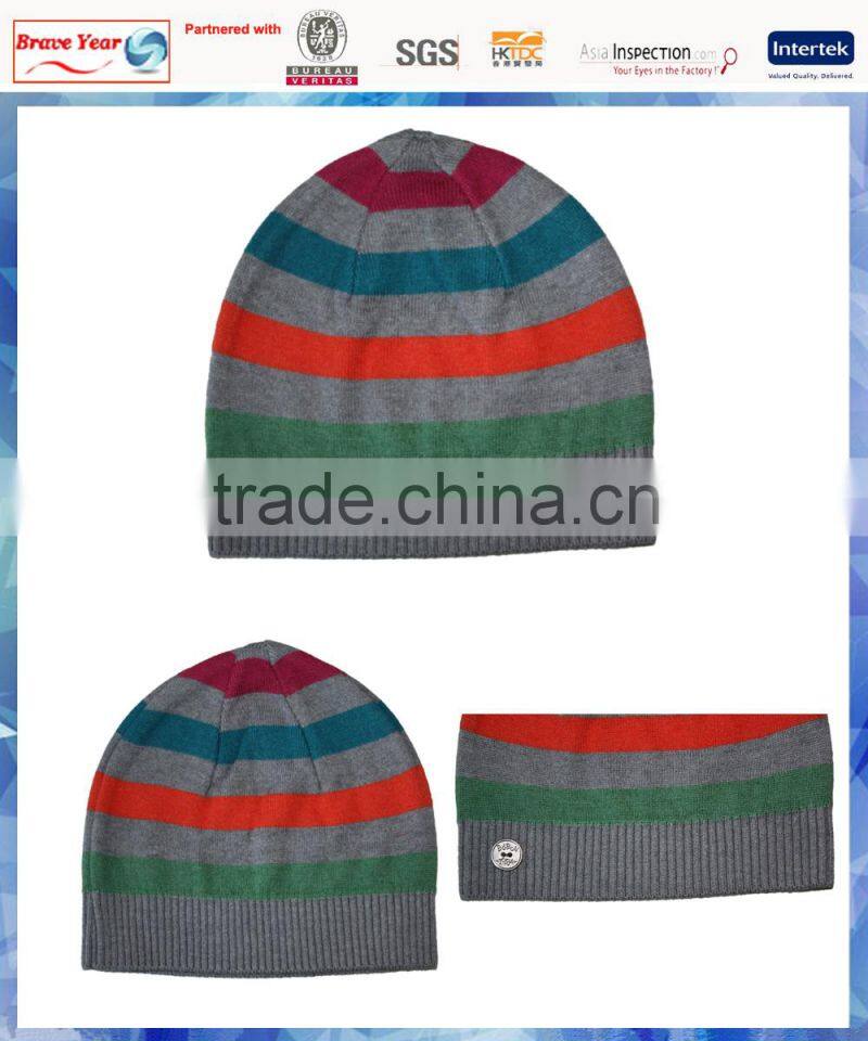 angora 4 color knit stripe hat for boys