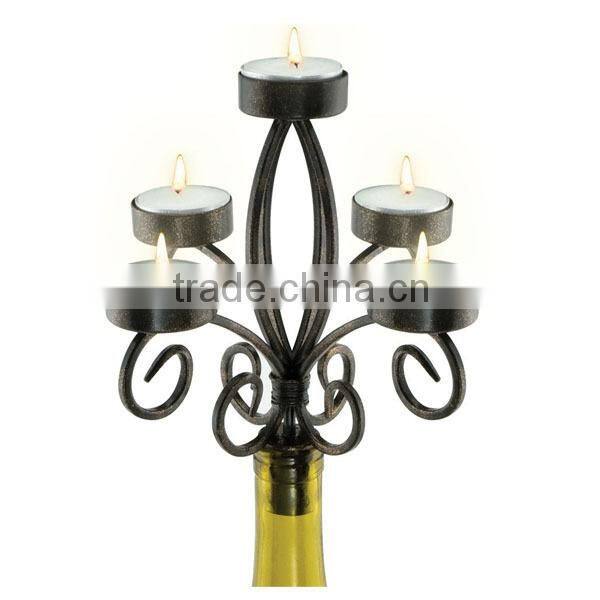 5 Arms Wrought Iron Wine Bottle Candle Holder