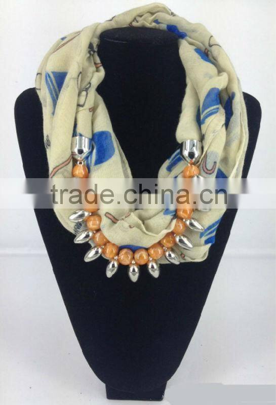 2014 Very popular Voile scarf with pendant scarf for promotions gift