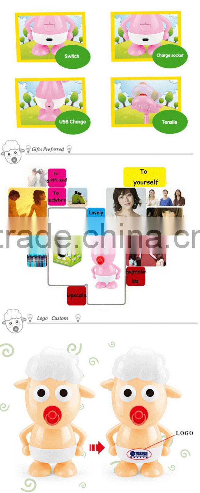 Electronic gift deaf led rechargeable desk lamp