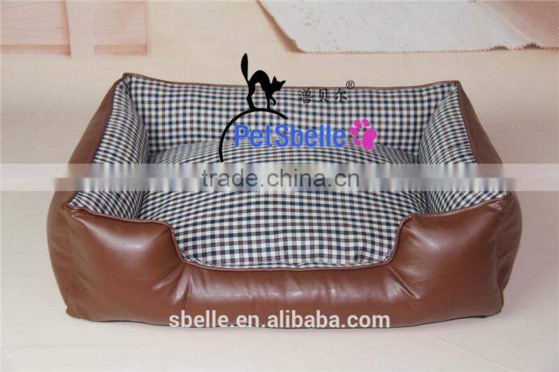 Waterproof leather plaid shape dog bed dog house