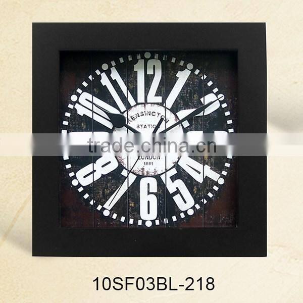 2016 MDF design square wood wall clock (10SF03BL-217)