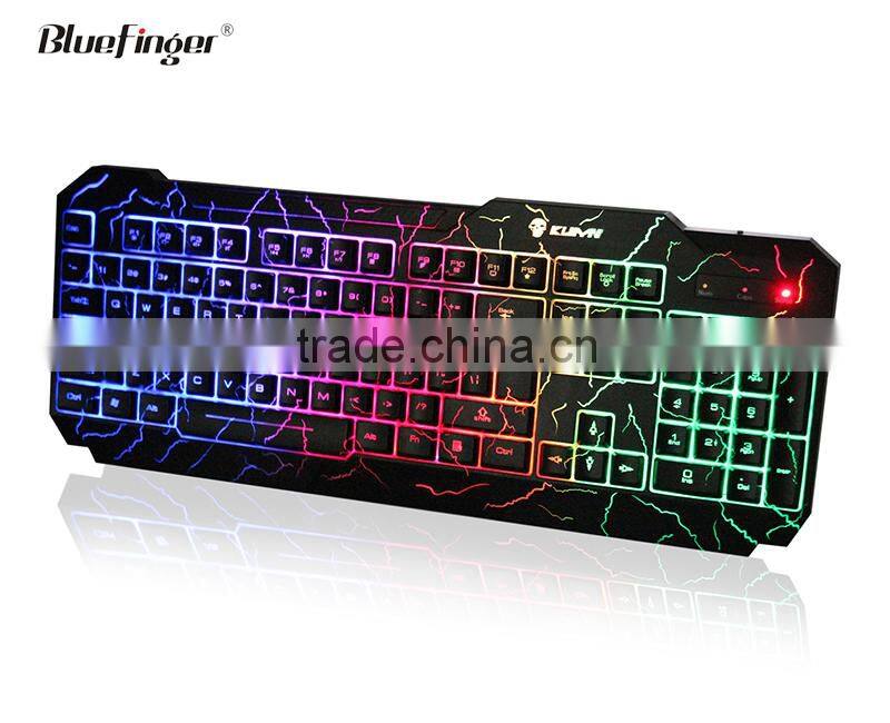 Cool Crack parttern color backlit PC Keyboard and 6 button mouse