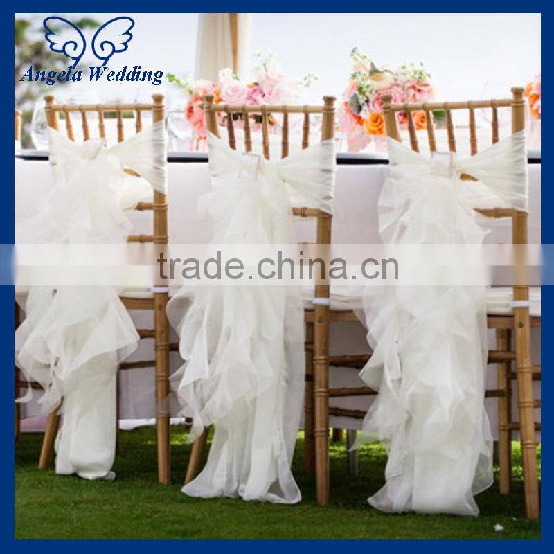 SH003G Wholesale cheap elegant fancy wedding champagne chiffon chair sash with buckle