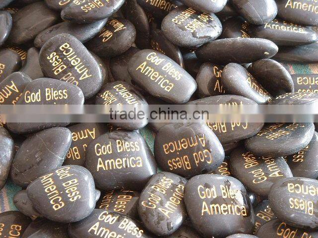 Engraved Lucky Stone, Words Cobble Stone, Natural Decorative Stone