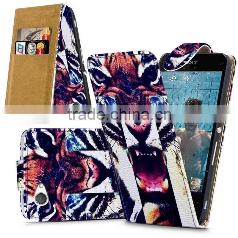 Compact High Quality Print Flip PU Leather Case Cover,Mobile Phone Case For Sony Xperia Z1