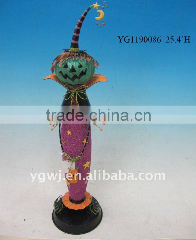 handpainted metal halloween pumpkin man decoration