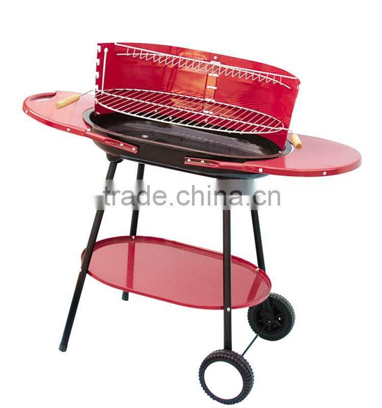 Kettle ceramic charcoal bbq grill with cover and 2 wheel for easy moving