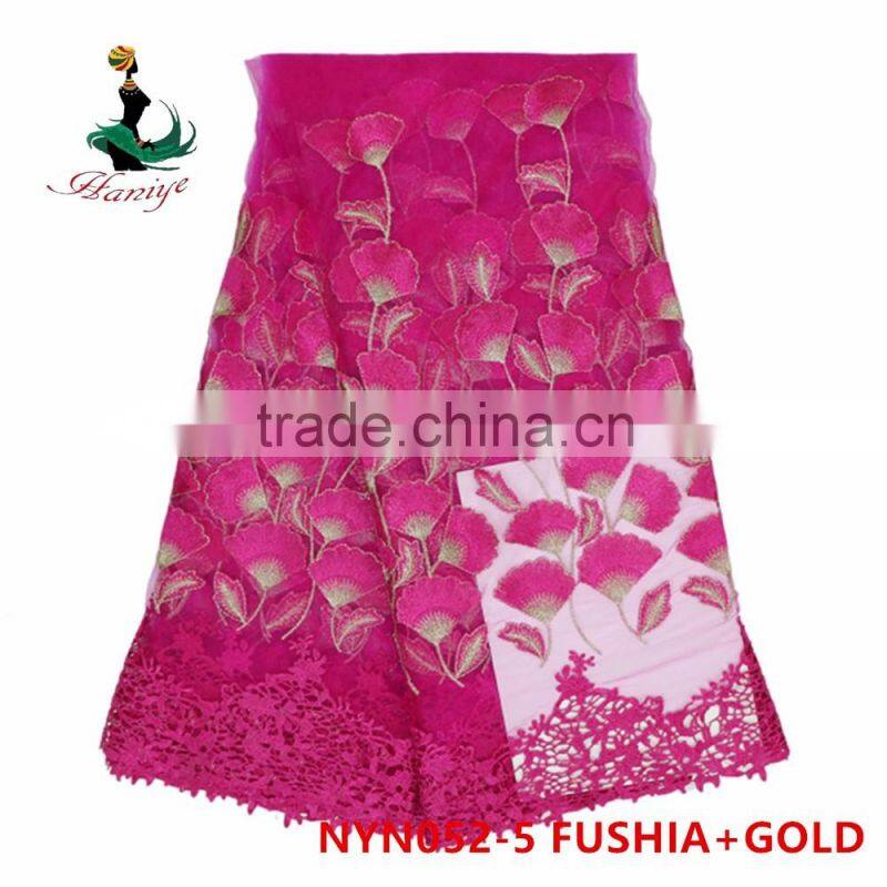 2016 Haniye high quality fashion tulle lace fabric embroidery french net lace/NYN52