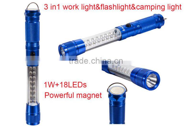 1W+16LED 3 in 1 flashlight& aluminum led work light & camping light