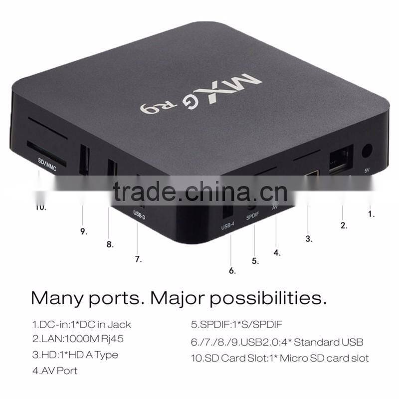 2016 new MXG R9 android 5.1 tv box Quad-Core 64bit Rockchip RK3229 4k ott