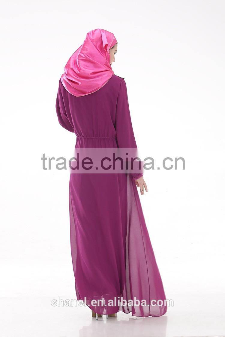 high quality chiffon muslim abaya dress appliqued islamic women clothing