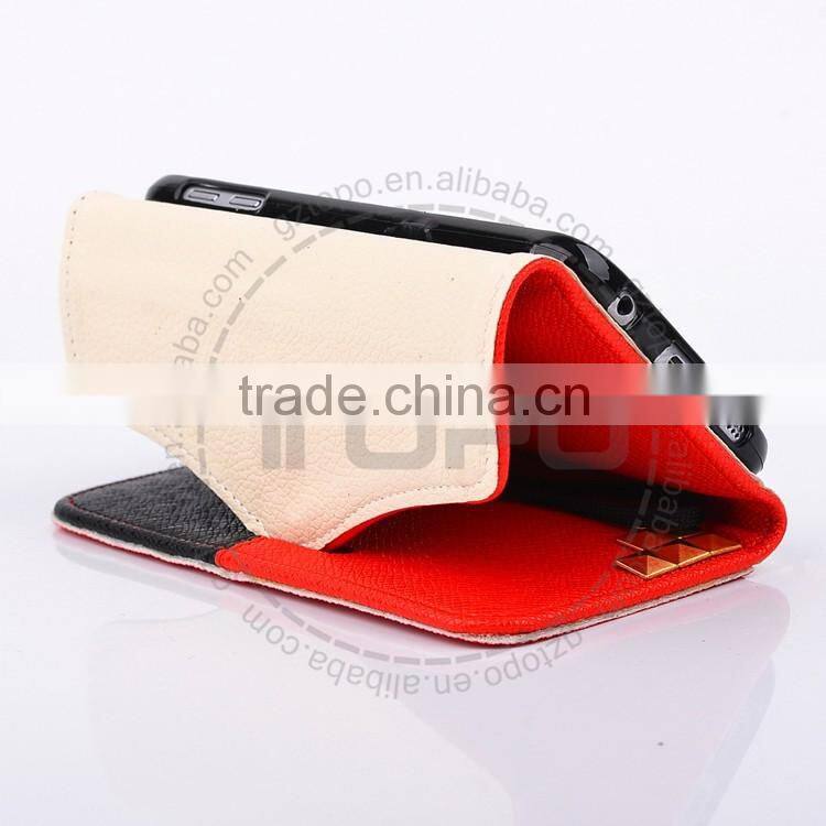 wholesale Rivet bling bling wallet case for iphone 6 leather voltage holster card zipper flip cover case for iphone 6s plus