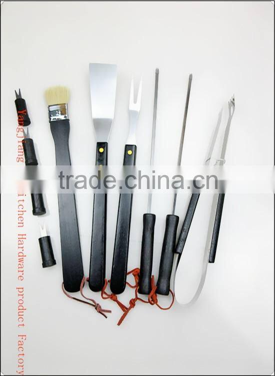 pack portable 10-piece oxford bag wooden handle bbq grill tool set bbq tools set