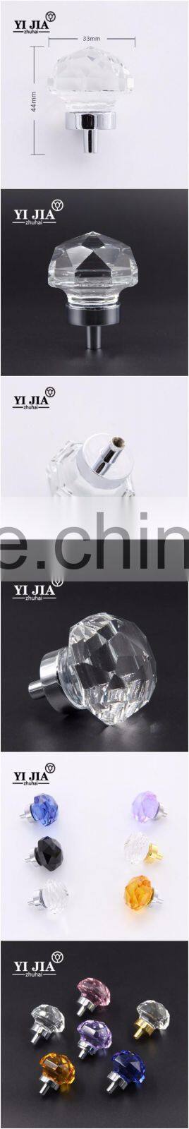 Alibaba supplier Clear diamond crystal glass cabinet knobs