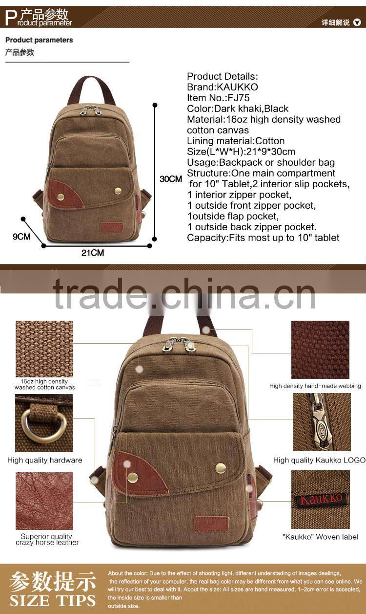 Casual Medium Soft Canvas Women Backpack Canvas Rucksack Bag Pack School Bag Ladies Satchel Bag Shoulder Travel Bag