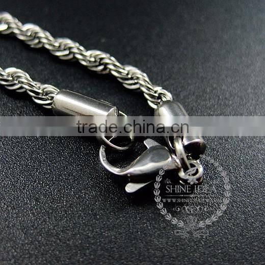 20inch 3mm 316L stainless steel rhodium color necklace chain DIY jewelry supplies 1322038